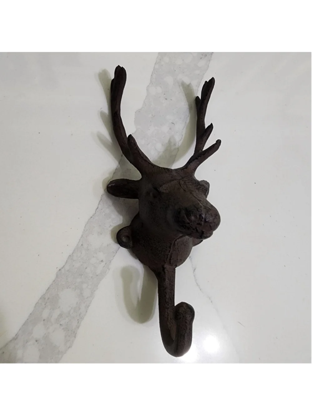 Cast Iron Deer Head Wall Hook Large Rustic Lodge Decor